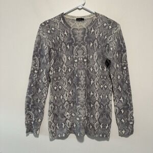 J. McLaughlin Gray Python Snake Print Cashmere‎ Crewneck Sweater Size XS